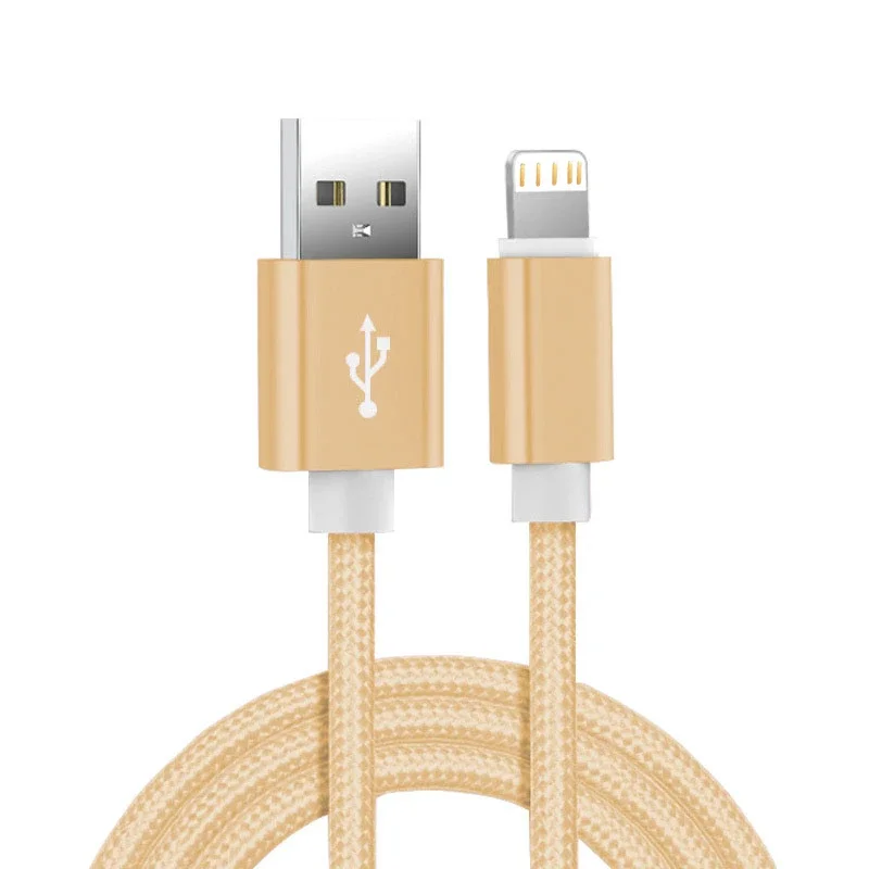 Cable cargador USB trenzado de nailon metálico para iPhone 14 8 7 6S Plus X XR XS 11 12 13 Pro Max iPad 9 Cable de datos de carga rápida 1m 2m 3m