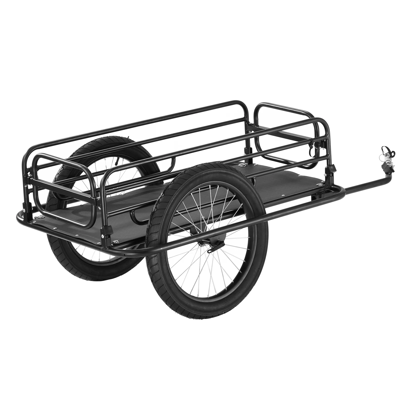 SucceBuy Remolque de carga para bicicletas de 275 libras Carro de vagón para bicicletas Almacenamiento compacto plegable con enganche universal Ruedas de 20" se adapta a la mayoría de bicicletas