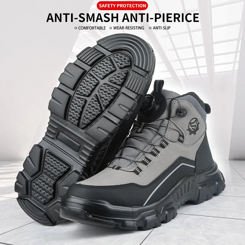 Zapatos de Seguridad de Caña Alta con Hebilla Giratoria, Resistentes a Impactos y a Pinchazos, Aptos para Trabajo, Protección Laboral, Manipulación