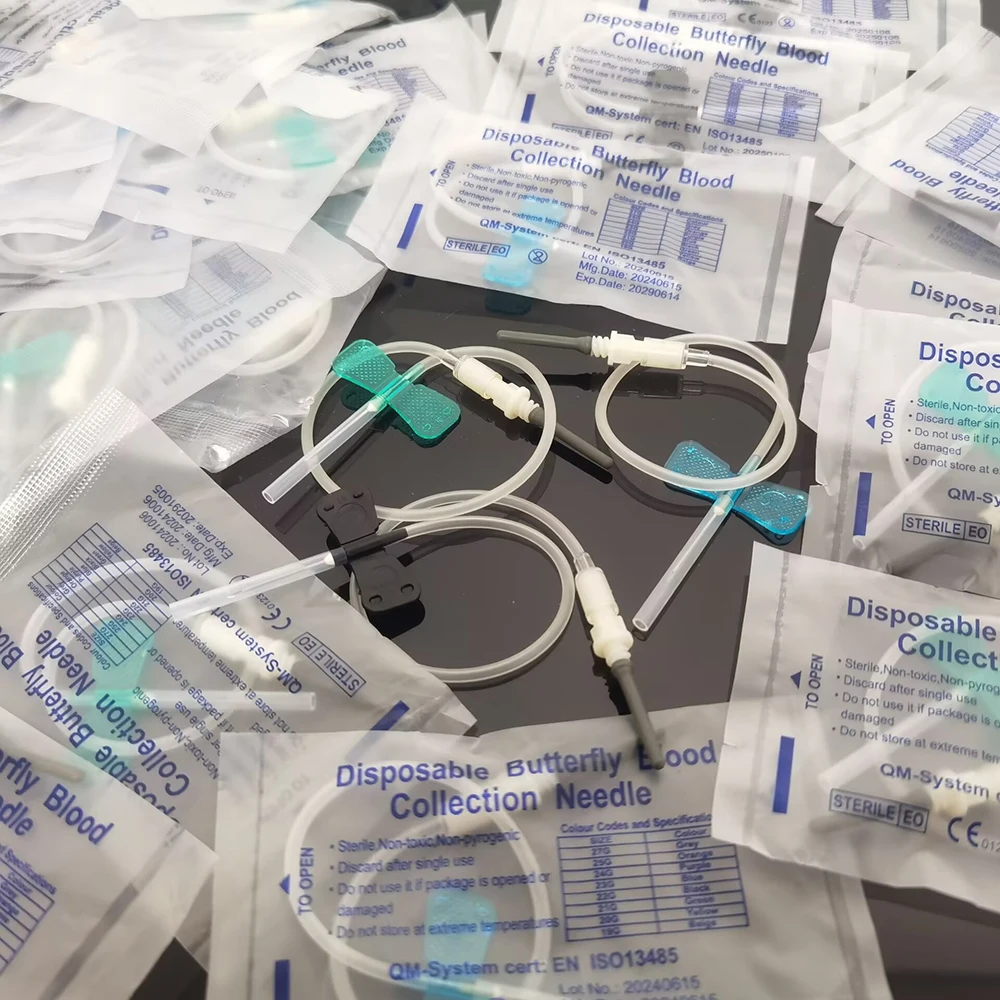 500 Agujas Desechables para Extracción de Sangre Tipo Mariposa, Agujas de Doble Ala para Recolección de Sangre, Cuidado de Mascotas, Gatos, Perros, Animales