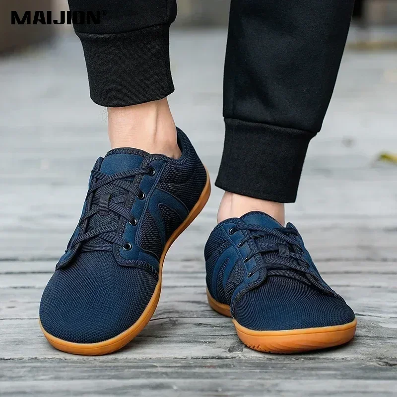 Zapatillas de deporte minimalistas descalzas para hombre, suela caída cero de ajuste ancho, relajación óptima, entrenador cruzado para hombre, zapatos descalzos con punta ancha