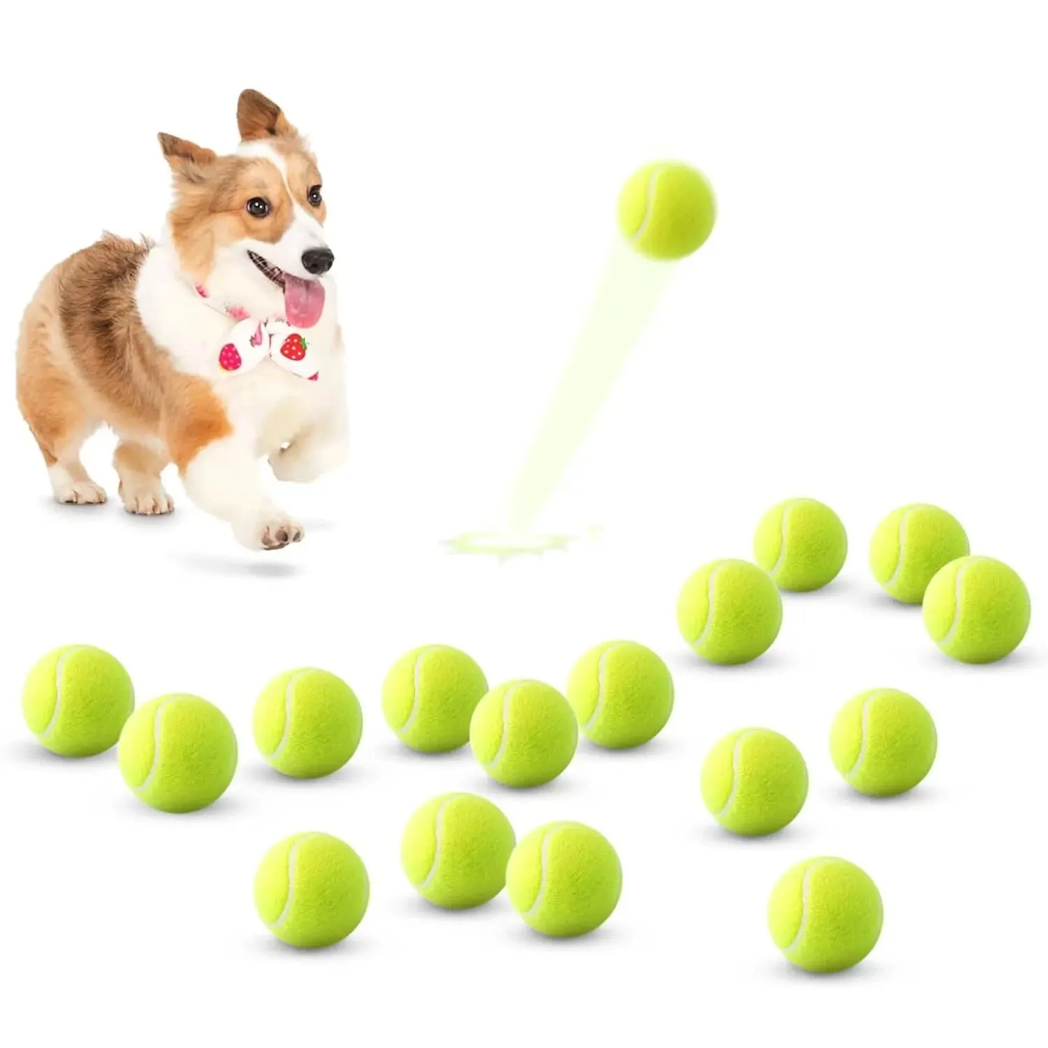 Pelotas de tenis para perros, tamaño de 2 pulgadas, compatibles con la mayoría de lanzadores de pelotas automáticos, idea para perros pequeños (solo 12 pelotas)