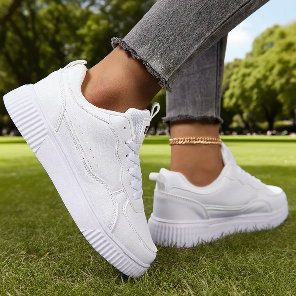 Zapatos informales a la moda para mujer, zapatos planos transpirables para caminar, zapatillas de deporte blancas para mujer, calzado deportivo para correr al aire libre para caminar para hombres
