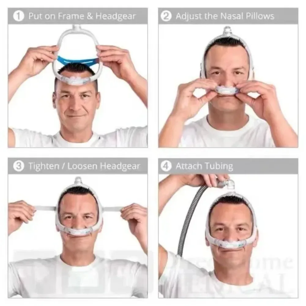 Mascarilla Nasal Anti-ronquidos AirFit P30i con Arnés, Original CPAP para Detener la Apnea, Mascarilla Respiratoria de Silicona Tallas S/M/L, Ayuda para Dormir