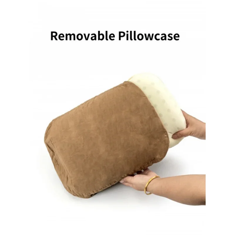 Almohada de espuma viscoelástica para acampar al aire libre, viajes y soporte para el cuello: almohada portátil para la siesta con espuma viscoelástica de rebote lento