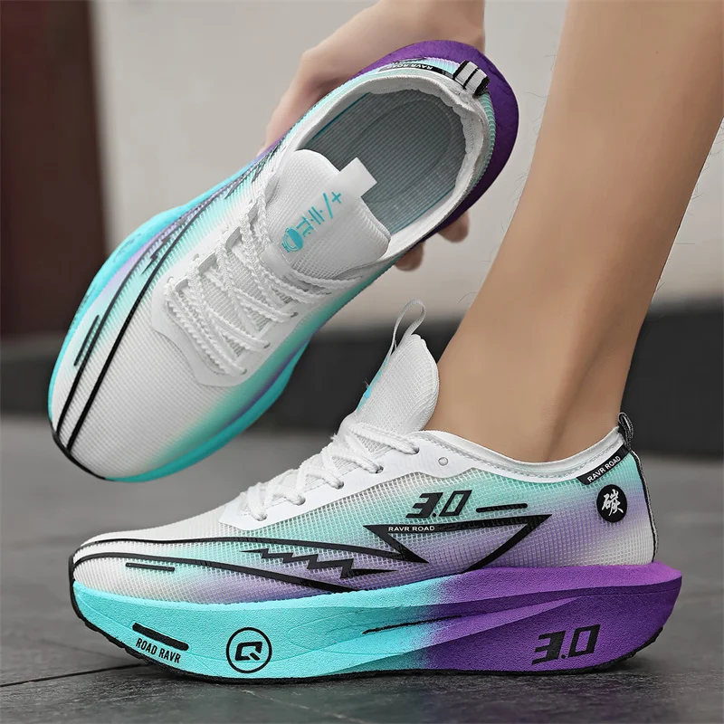 Zapatillas para correr para hombre, zapatillas deportivas para maratón con placa de carbono, transpirables, ligeras, antideslizantes, cómodas, atléticas, para mujer