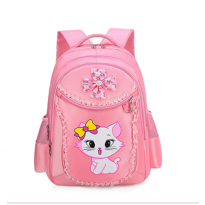 Mochila para niños, bolso escolar rosa con bonito gato para guardería, mochila para niñas, estudiantes y adolescentes, mochila escolar impermeable para primaria