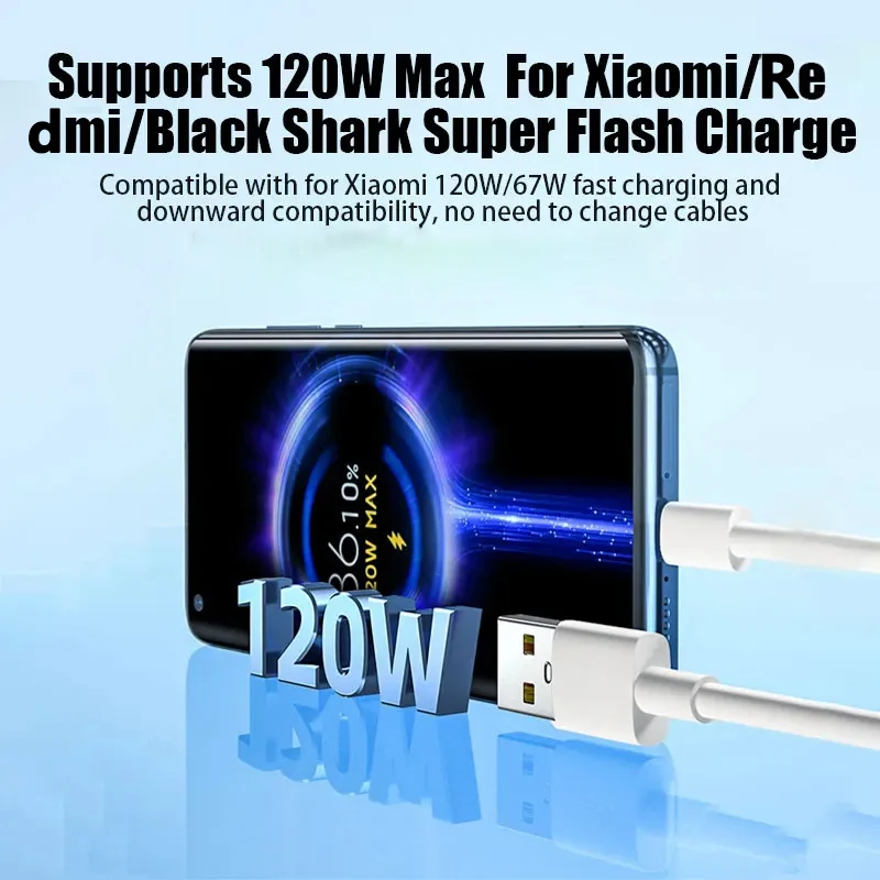 Cable USB tipo C Original de 120W, Cable de carga rápida Turbo 6A para Xiaomi Mi 14 Ultra 13 12T Poco X6 Pro Redmi Note 13 12 11 Pro K70