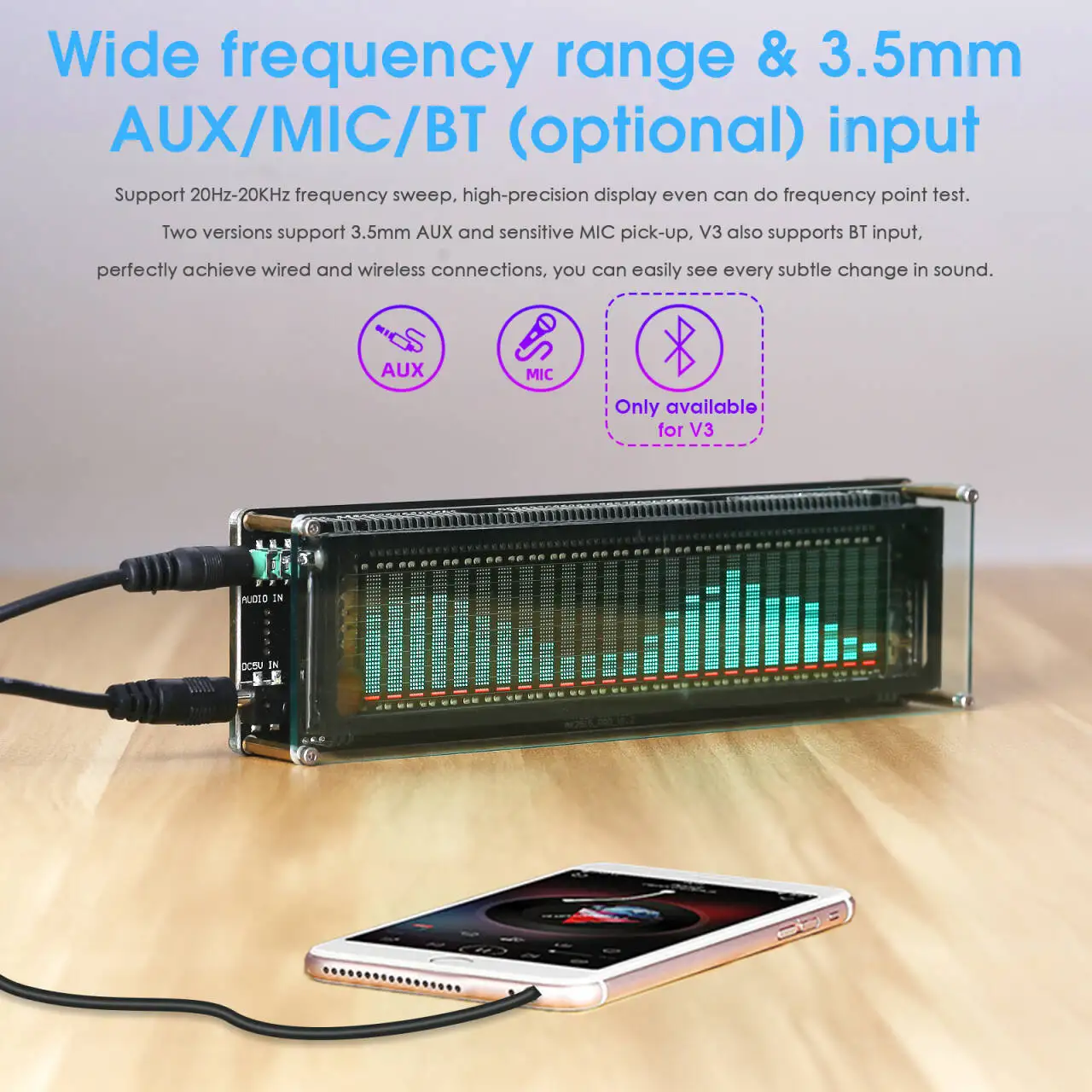 Nobsound AK2515 Bluetooth 5,0 micrófono recoger analizador de espectro de Audio VFD medidor de nivel de sonido medidor de VU pantalla