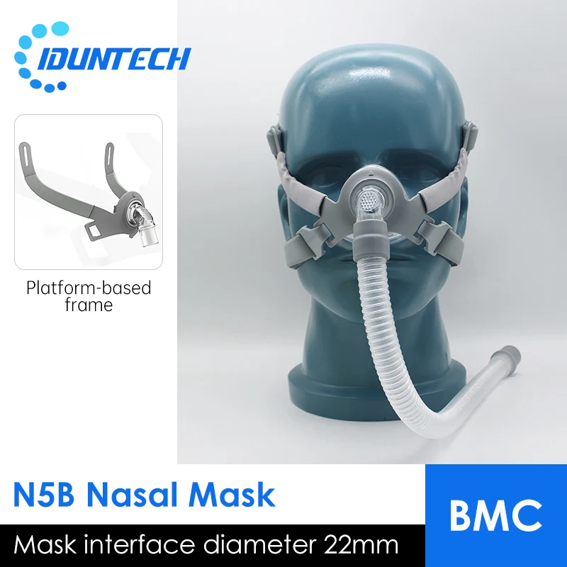 BMC-mascarilla Nasal CPAP, máscara facial completa con tubo, correa ajustable, respirador para viaje, máquina CPAP, solución antironquidos
