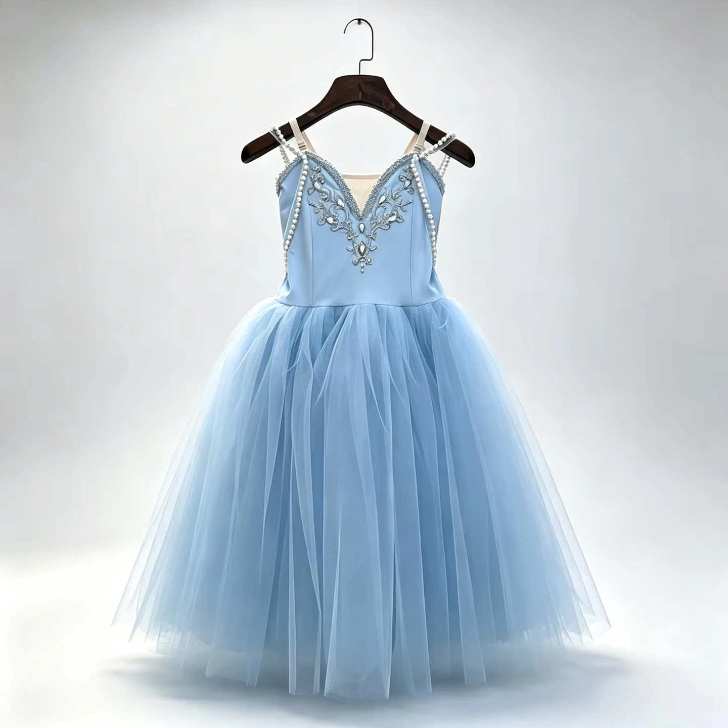 Vestido de Ballet Giselle con Lentejuelas y Bordado de Perlas Azules, Tutú Romántico Profesional, Falda de Tul, Disfraz para Adultos, Niñas y Mujeres