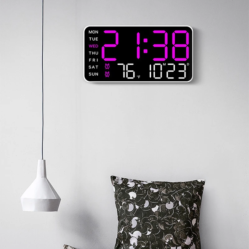 Reloj de pared Digital grande, pantalla de temperatura, fecha, semana, Control remoto, alimentado por USB, reloj de mesa, alarmas duales montadas en la pared, relojes LED
