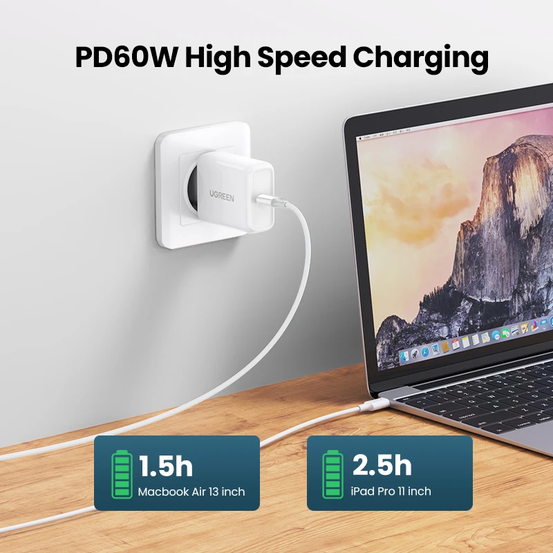 Cable USB-C a USB-C UGREEN PD60W de Carga Rápida para iPhone 17, Samsung S26, Xiaomi, MacBook Air, iPad Pro, Carga Rápida 3A 4.0 3.0
