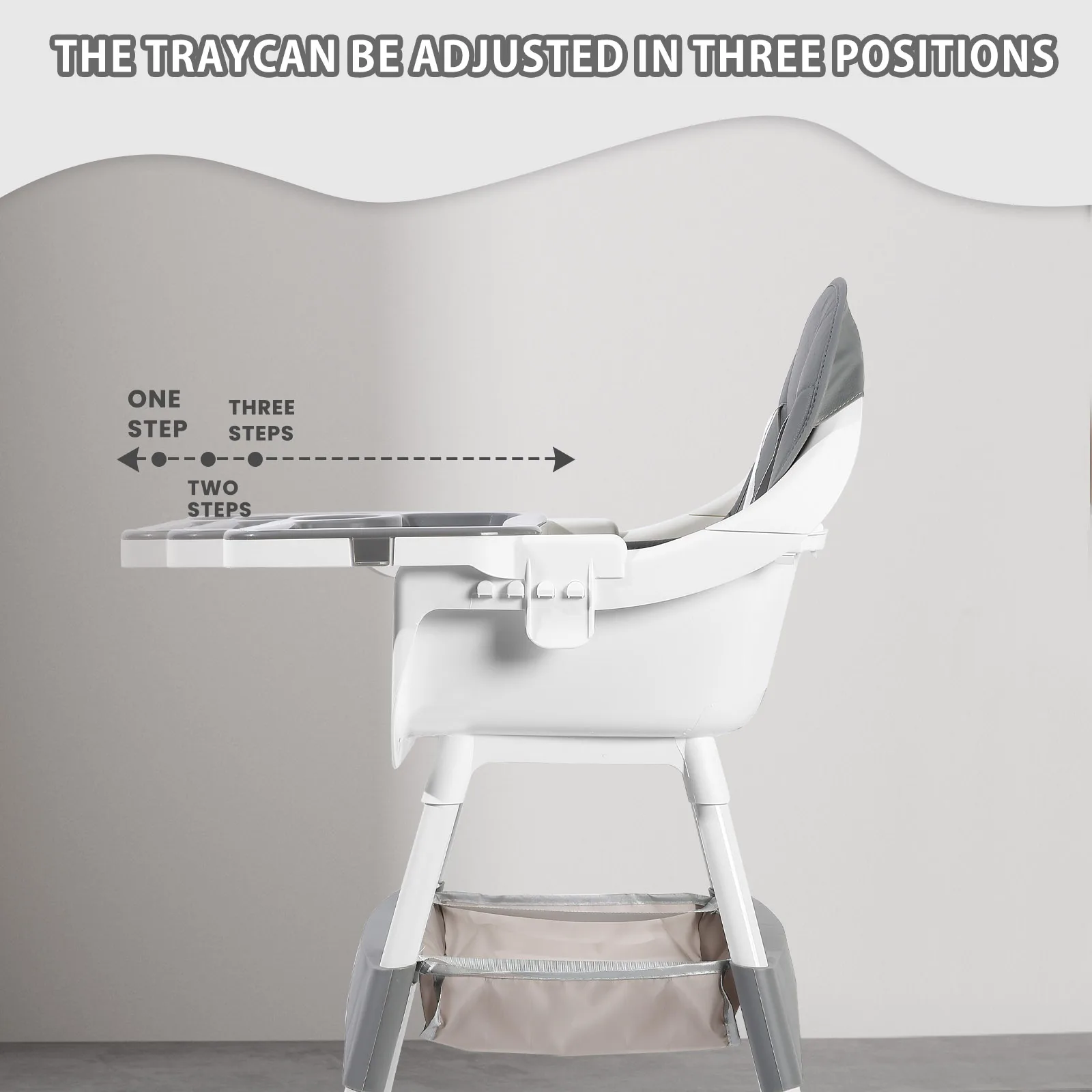 Silla alta para bebé, sillas de comedor portátiles para bebé, silla alta convertible para comer y jugar con plato de cena de doble capa y estante para juguetes