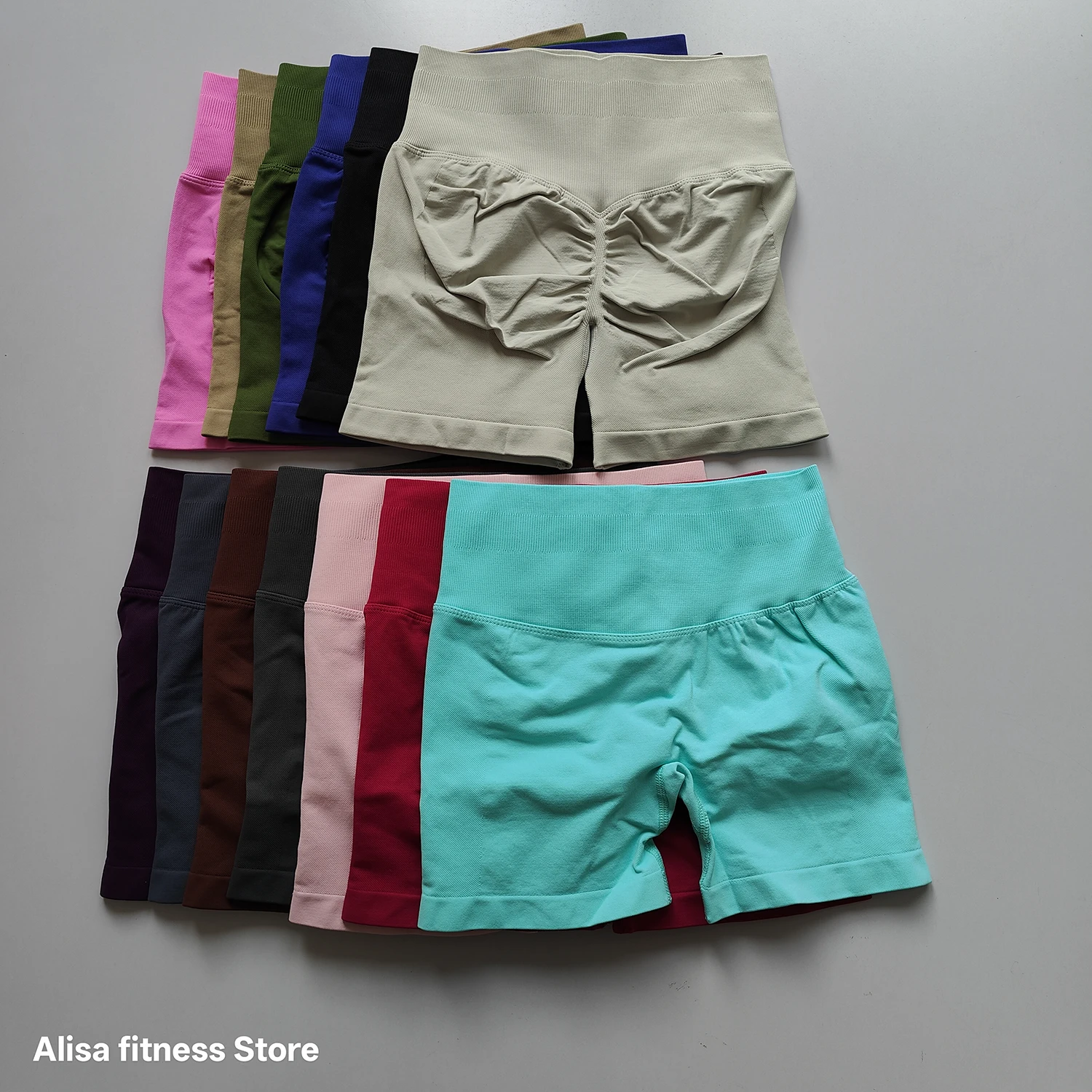 Shorts de Yoga de Cintura Alta para Verano, Control de Abdomen, Shorts Deportivos Sin Costuras, Shorts Cortos Sexys para Correr, Leggings de Yoga de Color Sólido