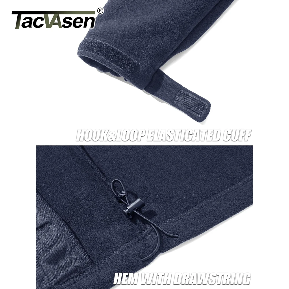 TACVASEN Chaqueta térmica cálida de lana para hombre, cortavientos con cremallera completa y cuello levantado, ropa de abrigo con múltiples bolsillos, abrigo para trabajo y senderismo