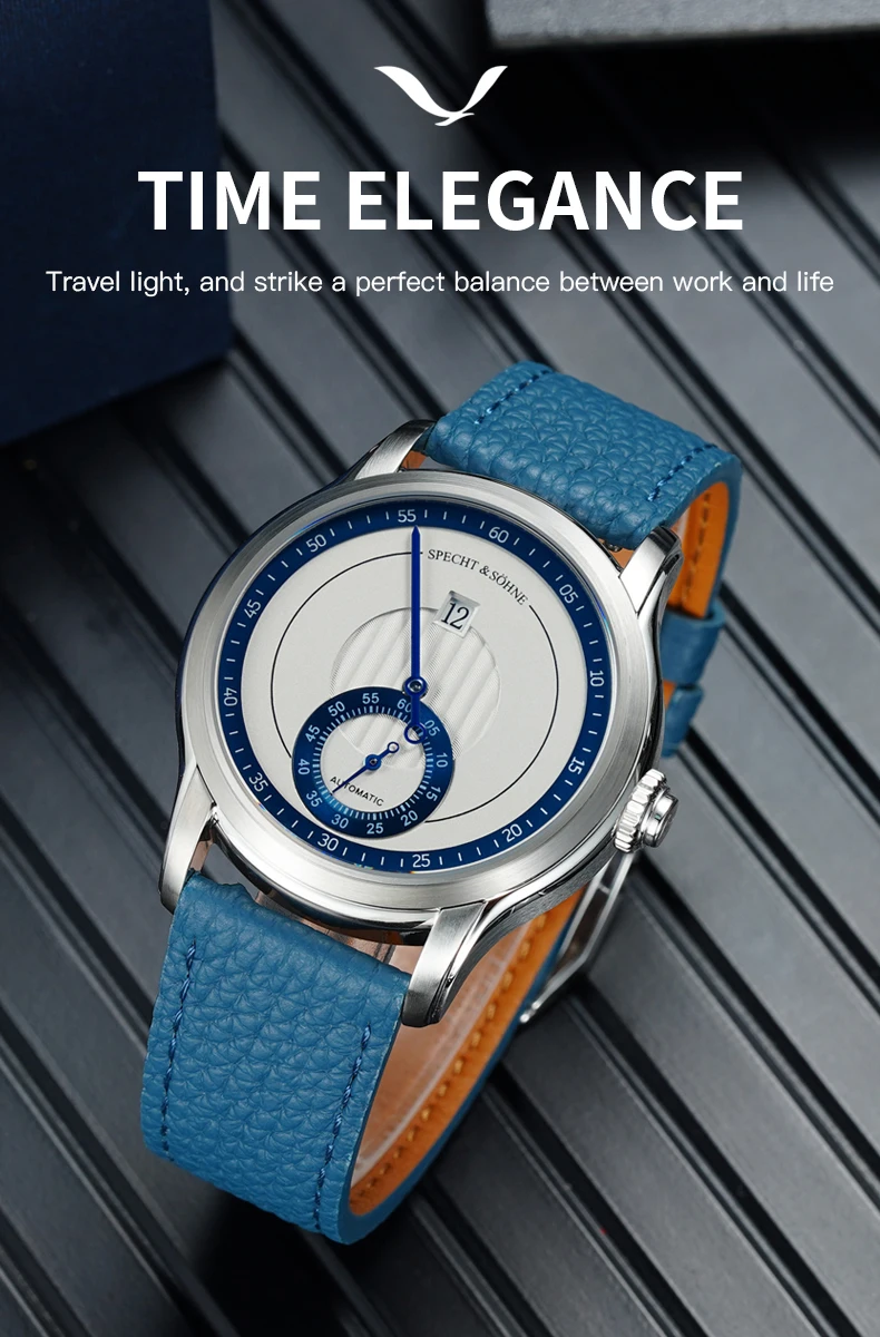 Relojes de pulsera mecánicos automáticos de lujo Specht & Söhne Jump Hour 2026 para hombre, con cristal de zafiro y acero inoxidable.