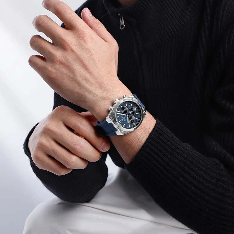 Relojes NAVIFORCE para hombre, cronógrafo multifuncional, correa de silicona, manecillas luminosas, resistente al agua hasta 3ATM, alta calidad, Original para hombre