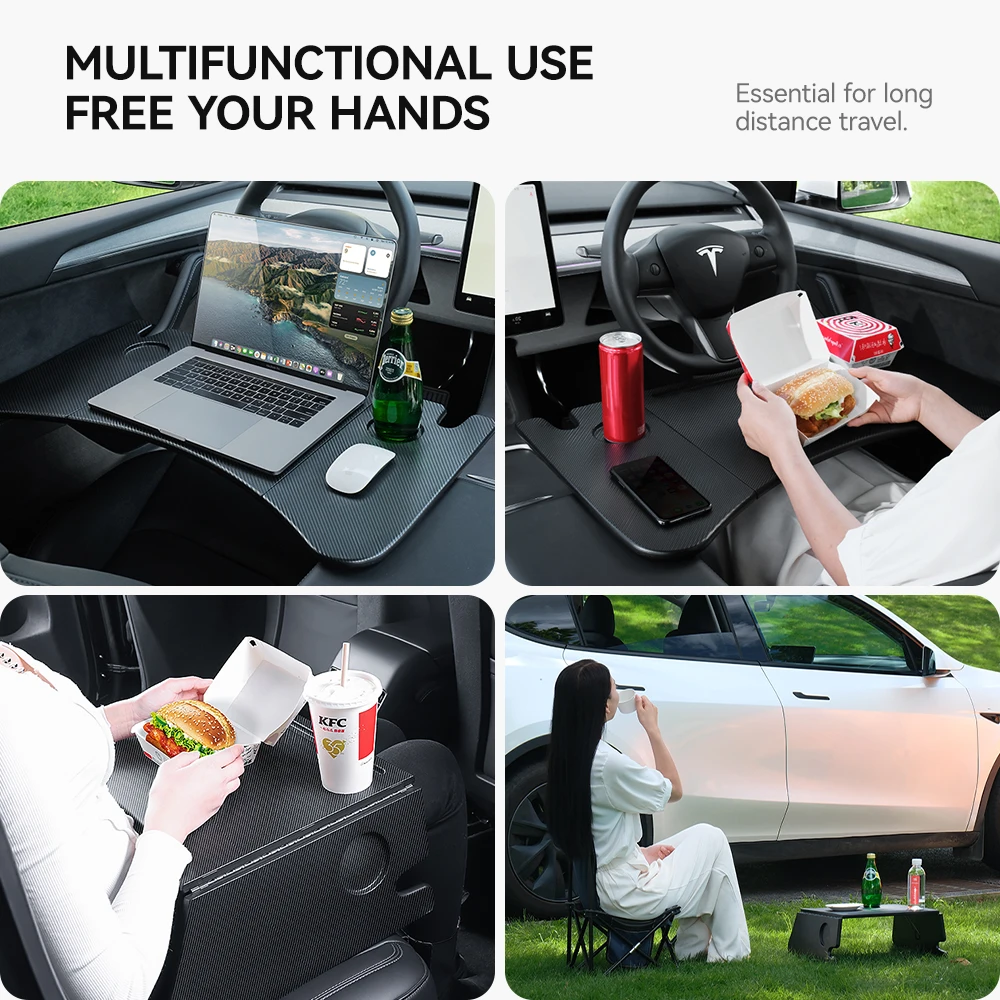 Mesa de escritorio YZ para Tesla Model 3/Y/YL Highland Juniper 2021-2026, bandeja para volante de coche, mesa para ordenador portátil, mesa para comida, mesa de oficina portátil