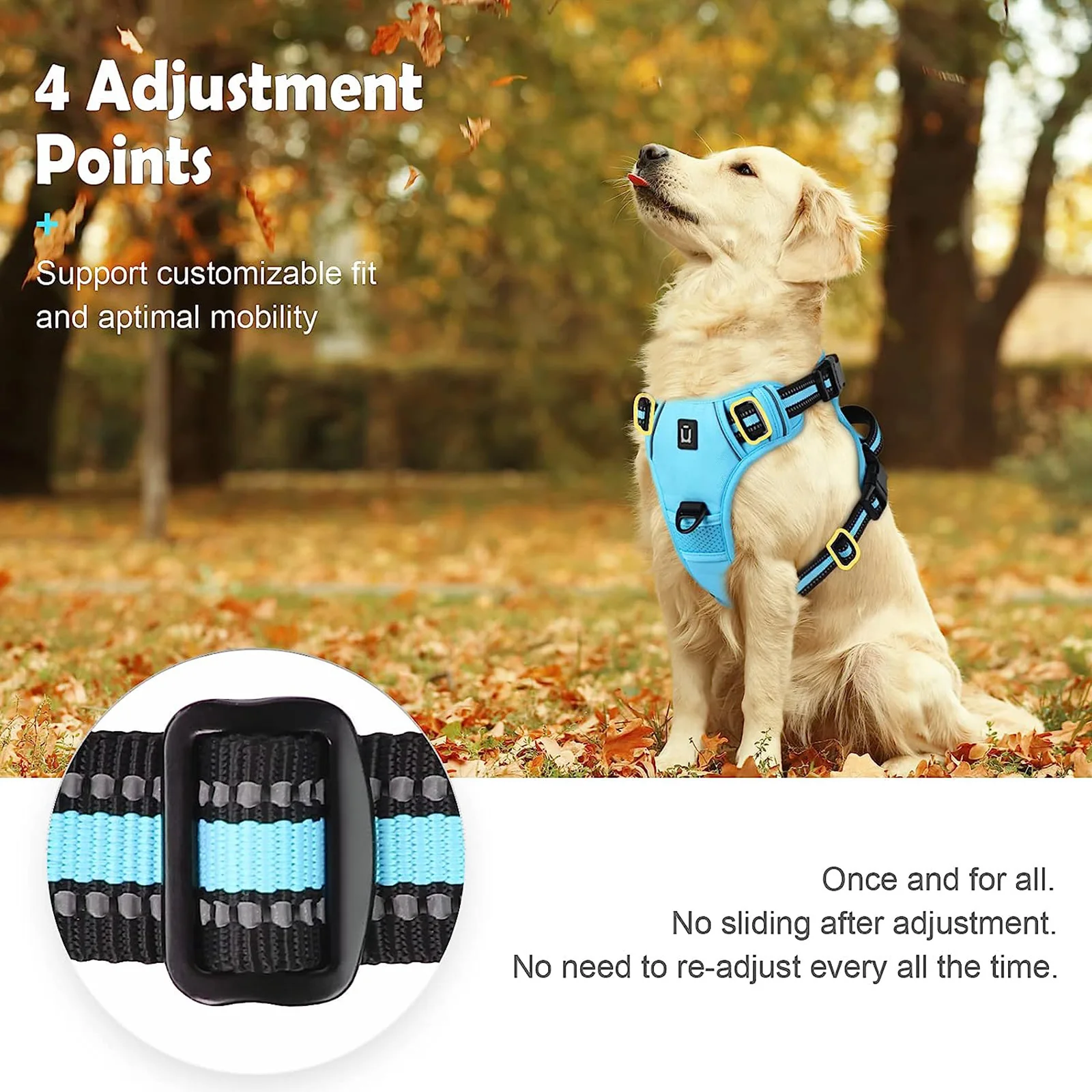 Arnés sin tirones para perro, chaleco acolchado suave ajustable para mascotas con mango de fácil Control