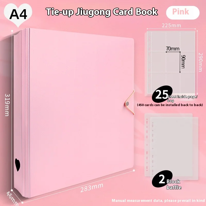 Álbum de fotos A4 de nueve rejillas de gran capacidad, carpeta de almacenamiento y recogida de fotos de 3 pulgadas para tarjetas pequeñas, soporte para sesión fotográfica