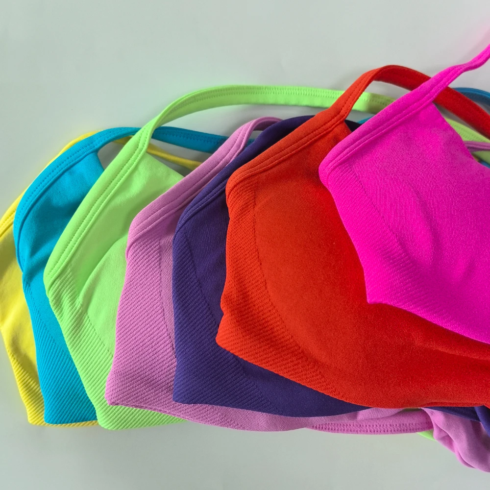 Conjunto de gimnasio sin logotipo para mujer, sujetador de Yoga con tiras, Top de cintura alta, pantalones cortos de entrenamiento, traje deportivo, conjunto de Yoga sin costuras, ropa de Fitness, 2 uds.