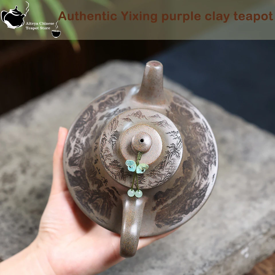 Tetera de Arcilla Púrpura de Yixing, Arcilla de Madera de Agar, Fabricada con Arcilla de Agarwood, Cocida en Horno de Leña, Tetera Kung Fu, Juego de Té Kung Fu
