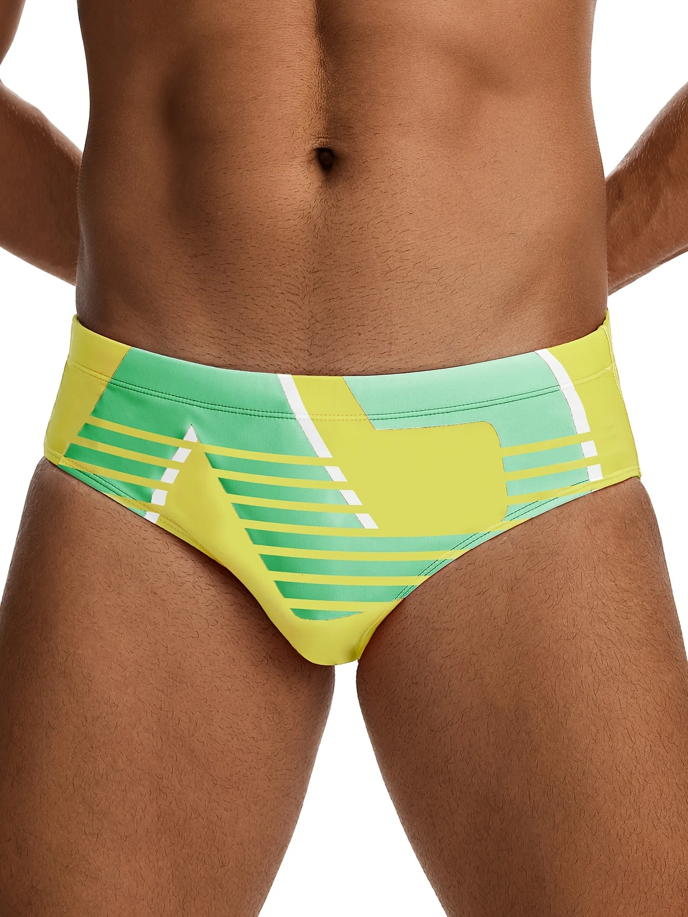 Ropa Interior Masculina con Estampado Gráfico de Triángulos, Traje de Baño para Hombre, Shorts de Baño para Playa de Verano