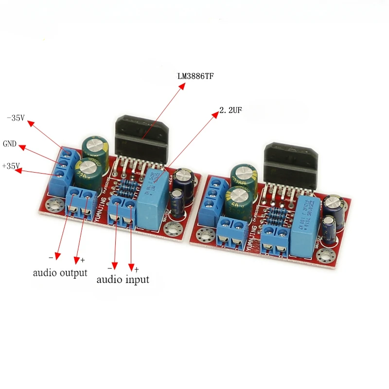 SOTAMIA-Amplificador DE POTENCIA LM3886TF, placa de Audio 2,0, Amplificador estéreo, Amplificador de sonido, Amplificador Digital, cine en casa, 68Wx2