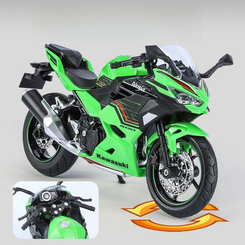 KAWASAKI Ninja 1/12, motocicleta de juguete en miniatura, modelo de Metal fundido a presión 1:12, colección de sonido y luz súper deportiva, regalo para niño y niño