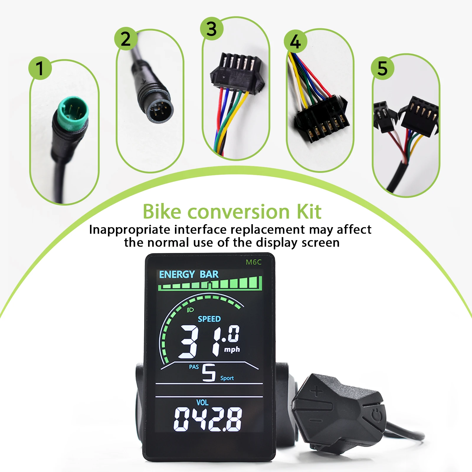 Ordenador de bicicleta eléctrica M6C, recargable por USB, con cable, ordenador de ciclismo, velocímetro de bicicleta multifunción, odómetro
