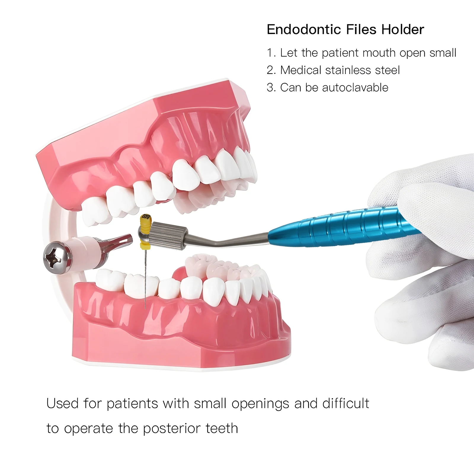 1-20 Piezas Porta-archivos endodónticos K-Files de acero inoxidable para uso manual, herramienta para conductos radiculares con agarre ergonómico, autoclavable