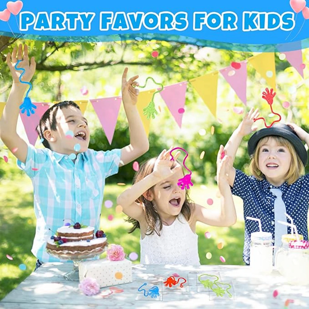 12 Uds. Para niños y adultos, manos adhesivas con purpurina, Mini juguetes sensoriales elásticos para aliviar el estrés, suministros para recuerdos de fiesta, rellenos de bolsas de regalos