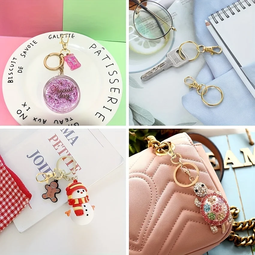 100 llaveros giratorios con cierre de perro para bolsos, equipaje y mochilas, llavero de 25 mm para joyería y accesorios DIY
