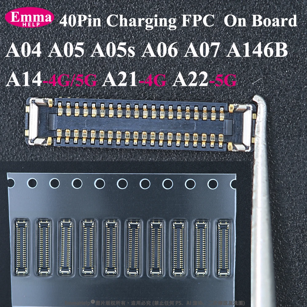 Conector FPC de Carga de 40 Pines en la Placa Base para Samsung A14 A07 A06 A05 A05S A04 A146B A22 5G A21 4G