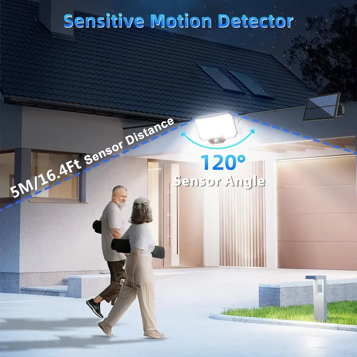 Lámpara Solar Exterior Súper Brillante con Sensor de Movimiento, Gran Potencia Solar, 234 LED, Lámpara de Pared para Jardín, IP65 Impermeable, 3 Modos de Funcionamiento