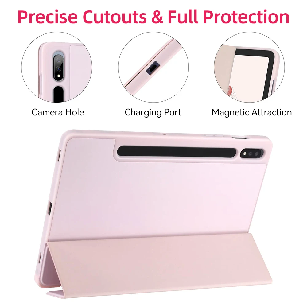 Para Samsung Galaxy Tab funda para Tab S8 Ultra 14,6 S8 Plus S7 Plus S7 FE 12,4 S7 S8 11 S6 Lite 10,4 con ranura para bolígrafo funda para tableta