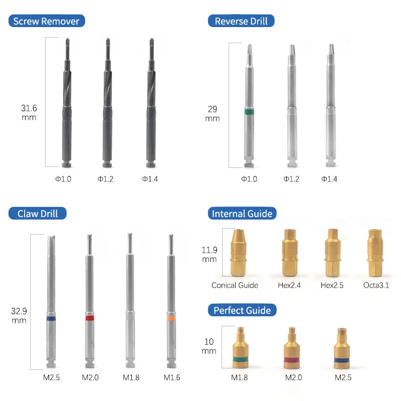Kit de extracción de tornillos de implantes dentales JUMTOP, extractor de tornillos de tapa rota, instrumentos quirúrgicos de extracción