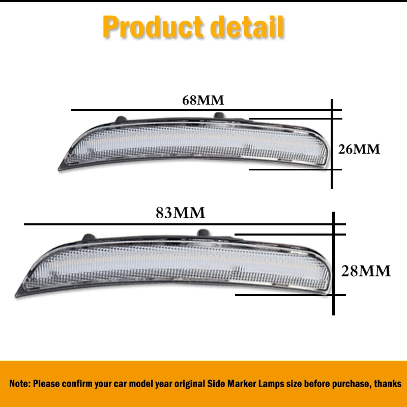 2 uds para 2015-2021 Dodge Charger parachoques trasero delantero luz LED de posición lateral luces de giro/luces de conducción 12V