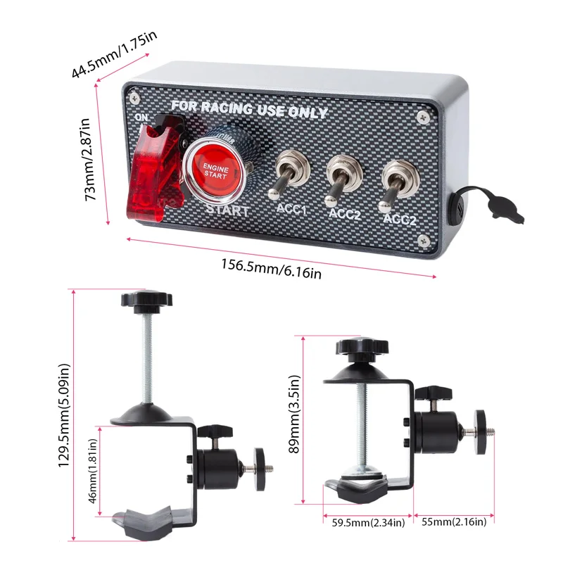 Panel de interruptores de encendido para simulador de PC USB, juegos de carreras ETS2 ATS Assetto Corsa ACC, botón central de arranque y parada del motor, caja de control.