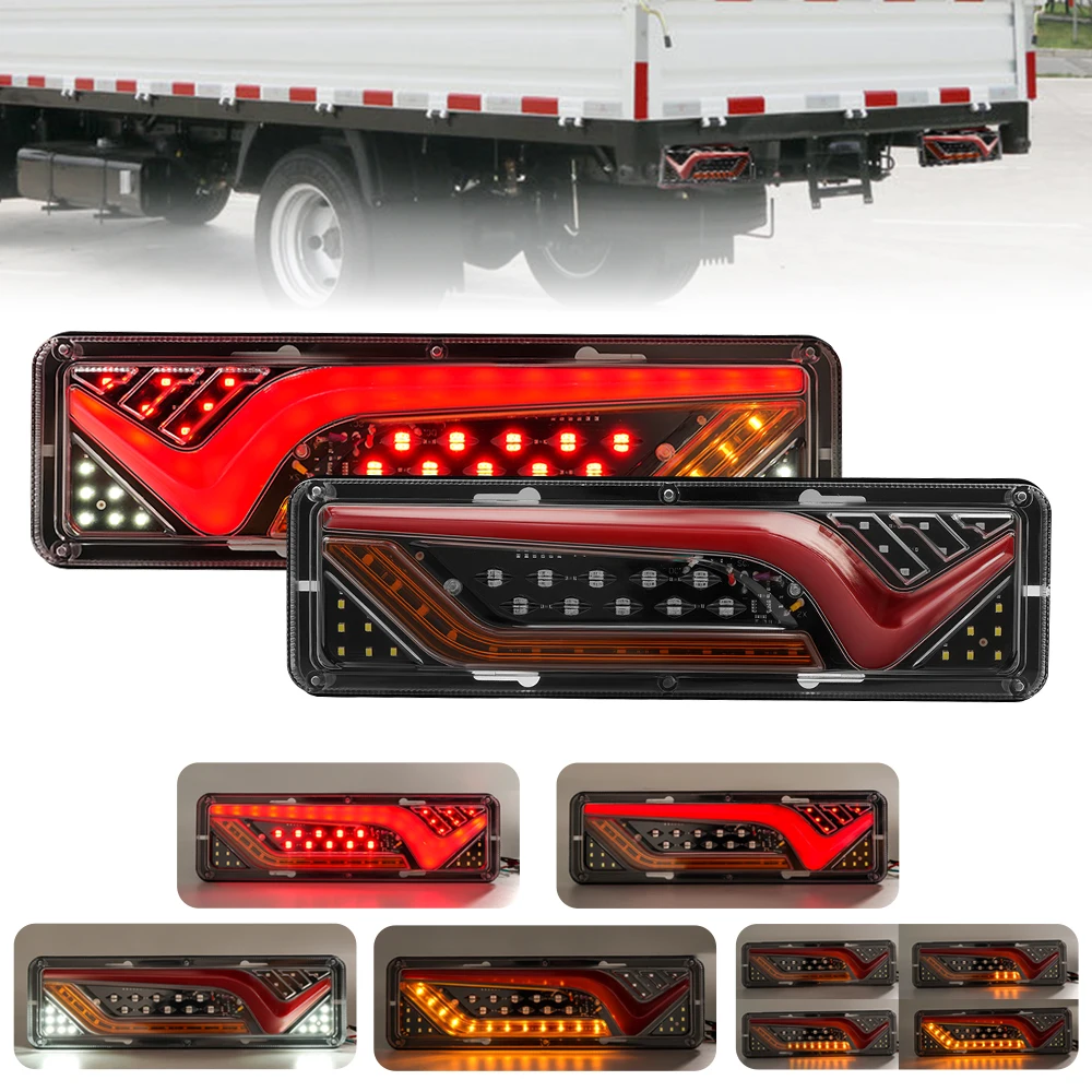 2X 12/24V luz trasera de camión impermeable a prueba de golpes LED señal de giro de agua corriente luces de freno marcha atrás camión autobús remolque luces antiniebla