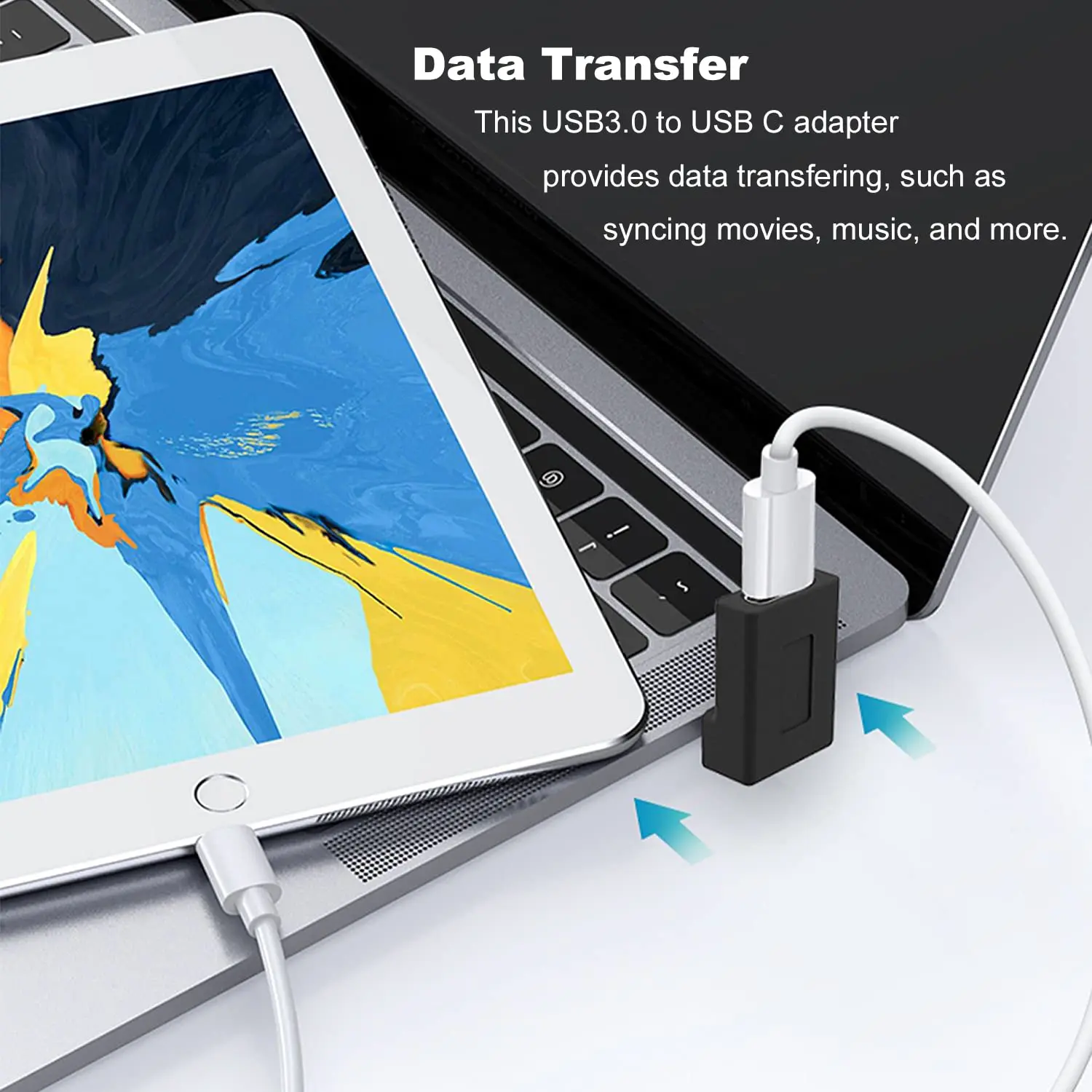 Adaptador USB NNBILI de ángulo recto, ángulo arriba y abajo de 90 grados, conector USB 3,0 macho a hembra tipo C para ordenador portátil, tableta y teléfonos
