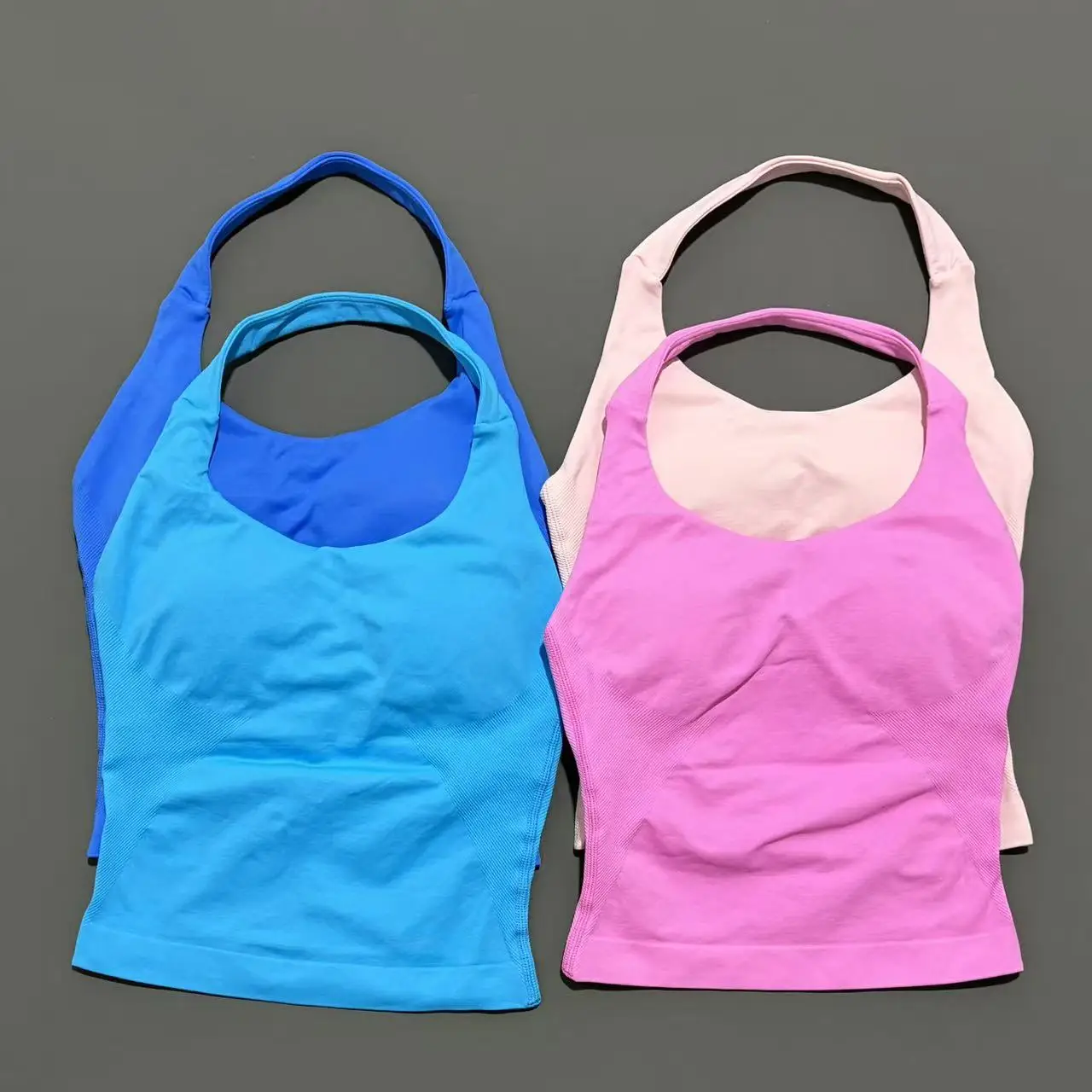 Top Deportivo Halter para Mujer, Sin Costuras, para Yoga, con Relleno Extraíble, Push-Up, Chaleco Deportivo, para Fitness, Entrenamiento, Running