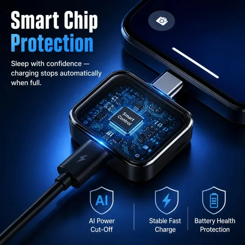 Adaptador de Carga con Parada Automática KEBIDUMEI 140W, Carga Rápida Tipo C, Protector de Desconexión de Carga Completa, Protección Contra Sobrecarga para Teléfono