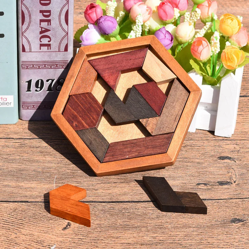 Rompecabezas de madera con forma geométrica, rompecabezas para niños, rompecabezas, juguetes de madera no tóxicos para niños educativos