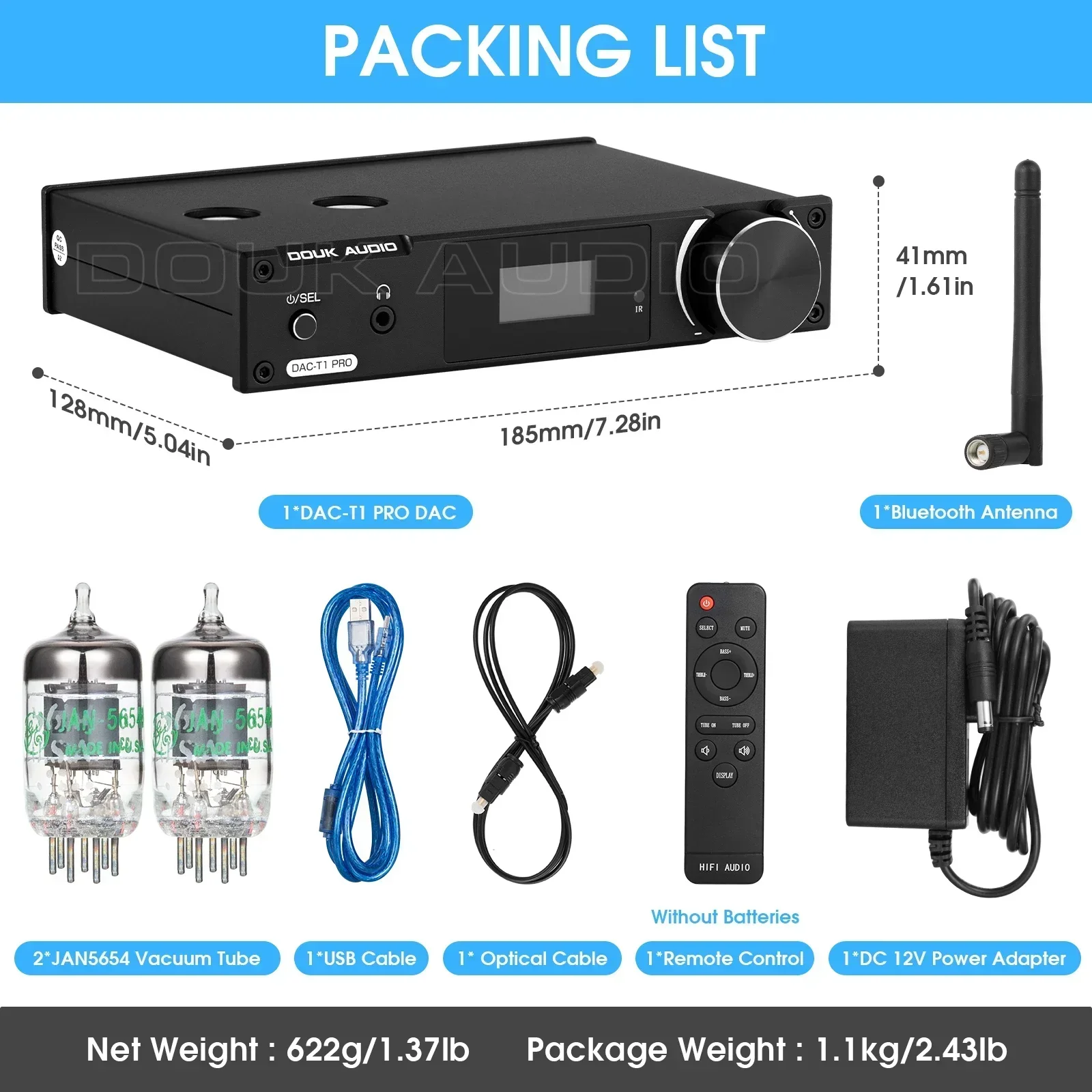 Douk Audio HiFi Bluetooth 5,0 válvula preamplificador de tubo COAX/OPT convertidor Digital a analógico USB DAC altavoz receptor amplificador de auriculares
