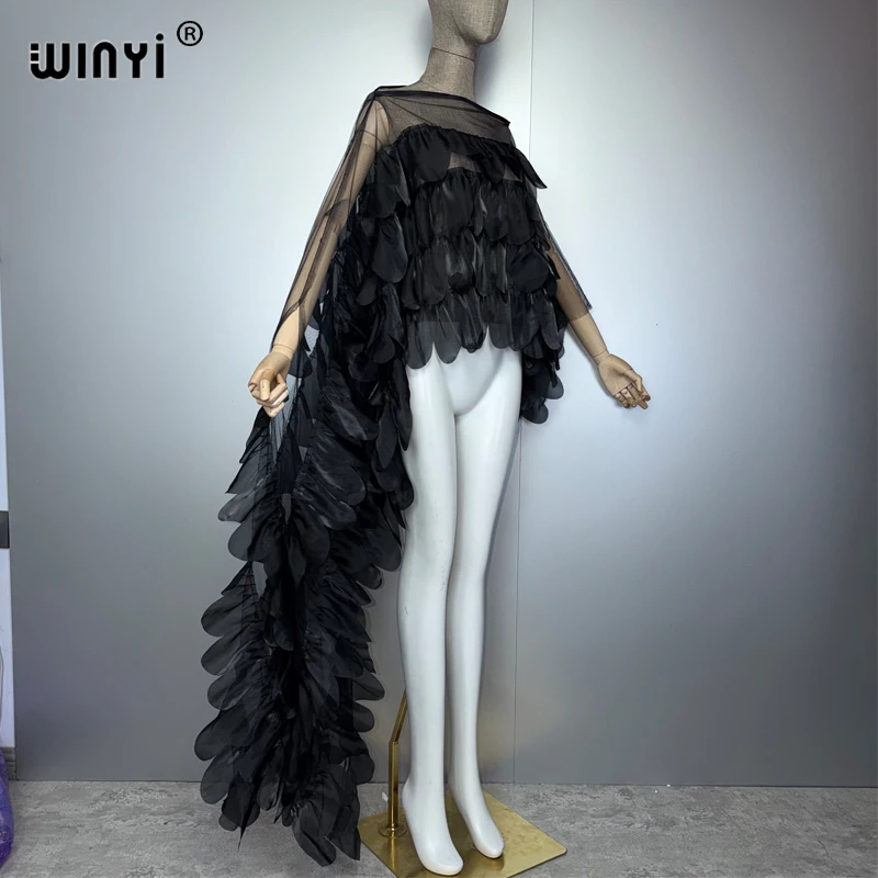 WINYI Capa de Verano Sexy para Mujer, Top de Manga Irregular, Monocolor, Poncho de Moda