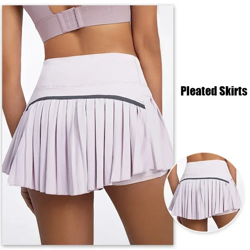 Faldas de tenis seguras Cloud Hide XS-XXL para gimnasio, Golf, correr, falda pantalón plisada, pantalones cortos deportivos SEXY para mujer, falda pantalón de cintura alta con bolsillo