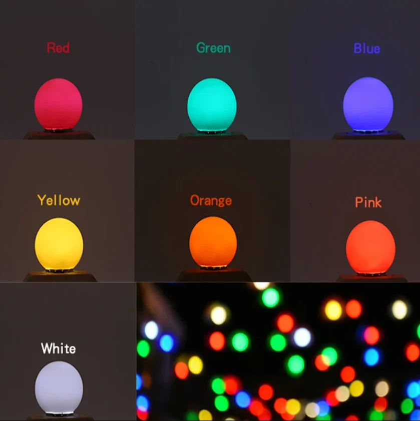 2 uds bombilla Led colorida G45 E27 220V lámpara LED rojo amarillo azul verde rosa naranja blanco Navidad boda luz nocturna interior