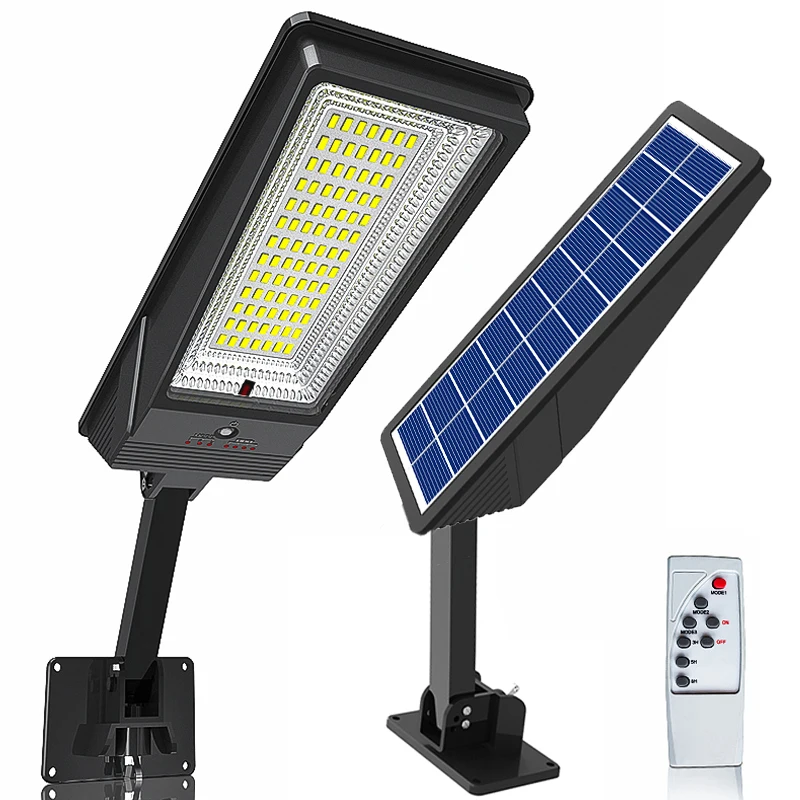 Luz Solar 138LED con control remoto, 3 modos de trabajo, farola Solar, superbrillante, para exteriores, jardín, impermeable, Sensor de movimiento, lámpara Solar